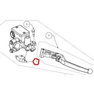 54110-01/ S01 oder Seat Mo originaler rechter Bremslichtschalter Vorderrad, Teile Nr. 1 mit Kabel und Stecker