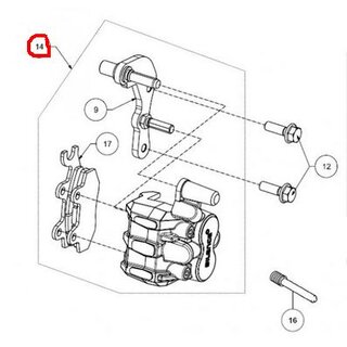 64211-00/ Hinterer Bremssattel ohne Logo mit Halterung, Bremsbelag passend fr Silence S01, S01+ Seat Mo/ Performance, Teil Nr. 14