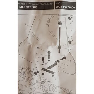 S02B-99200-00/ Montagematerial f�r S02 Windschild neu, ohne Windschild (nur komplettes Montagematerial)